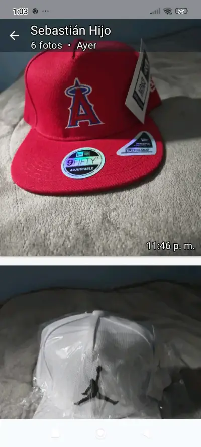 Gorra roja ajustable con logo de equipo - miniatura 1
