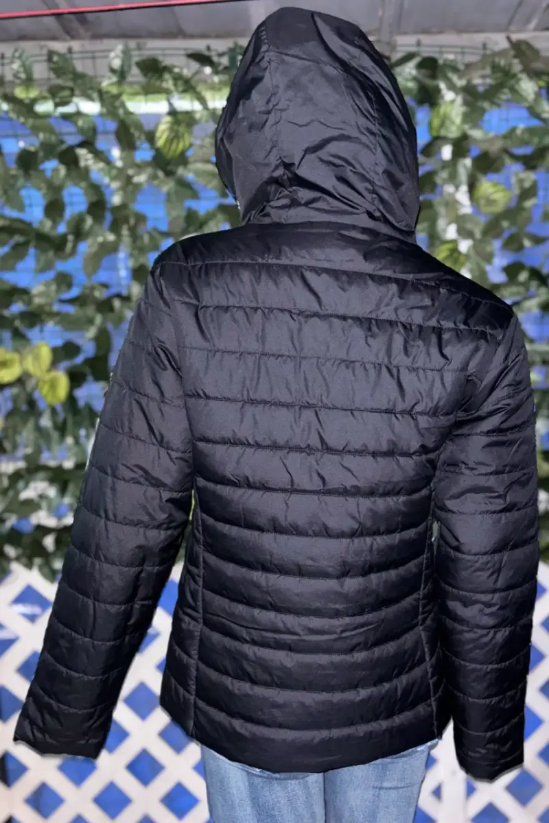 Chaqueta acolchada negra Adidas con capucha - 5