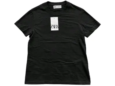 Polera negra de algodón Zara - miniatura 1