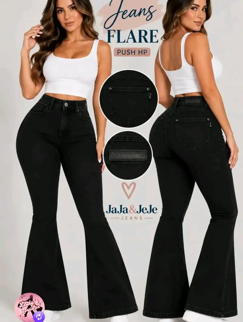 Jeans Flare Push Up Negros JaJa & JeJe