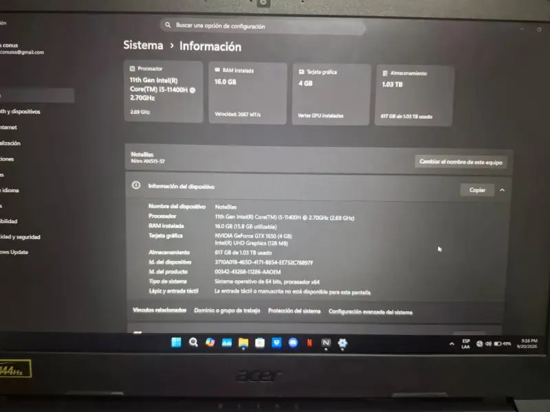 Laptop Acer Nitro 5 con Intel i5 y GTX 1650 - 2