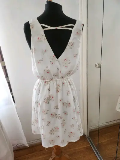 Vestido floral blanco Eclipse tirantes cruzados - miniatura 2