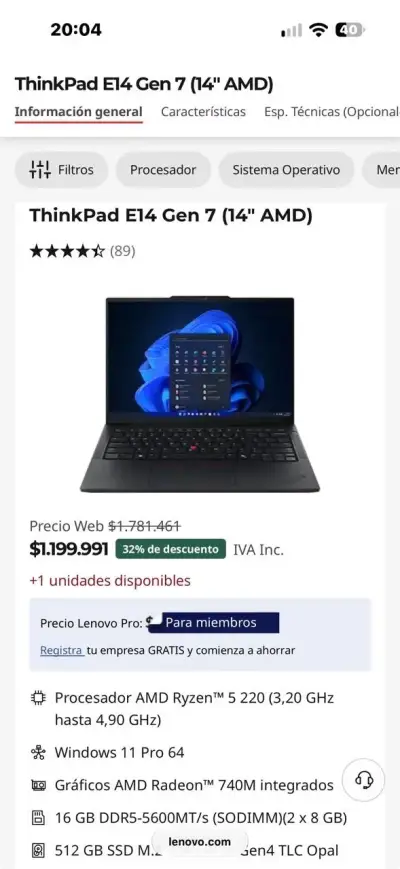 Laptop Lenovo ThinkPad E14 Gen 7 - miniatura 2