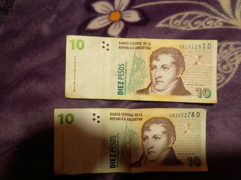 Billetes de 10 Pesos Argentinos