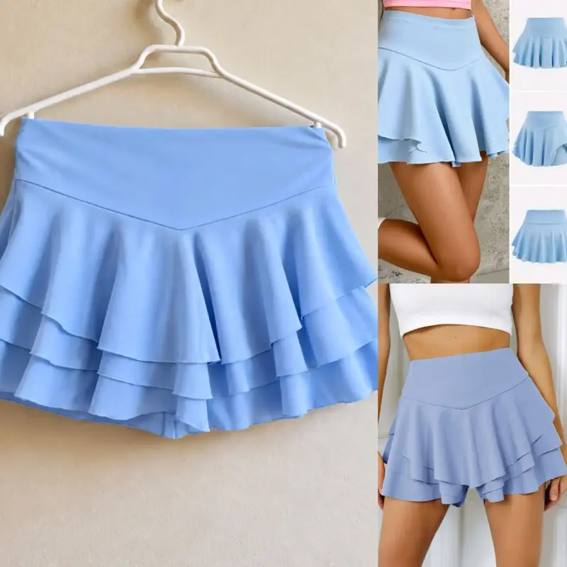 Falda short celeste talla M elasticada - 2