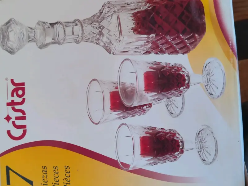 Set de Licorera y Copas de Cristal Cristar