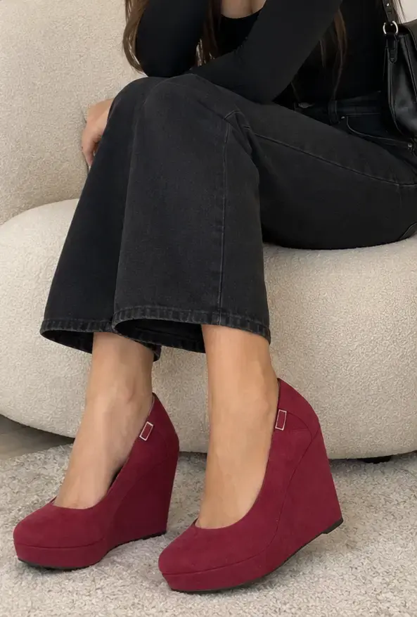 Zapatos de cuña rojos para mujer - 1