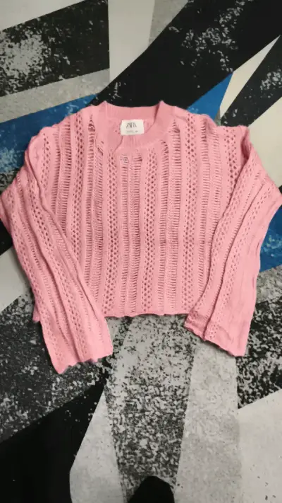Suéter rosa tejido Zara para mujer - miniatura 1