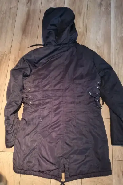 Parka negra con capucha NGX para mujer - miniatura 2