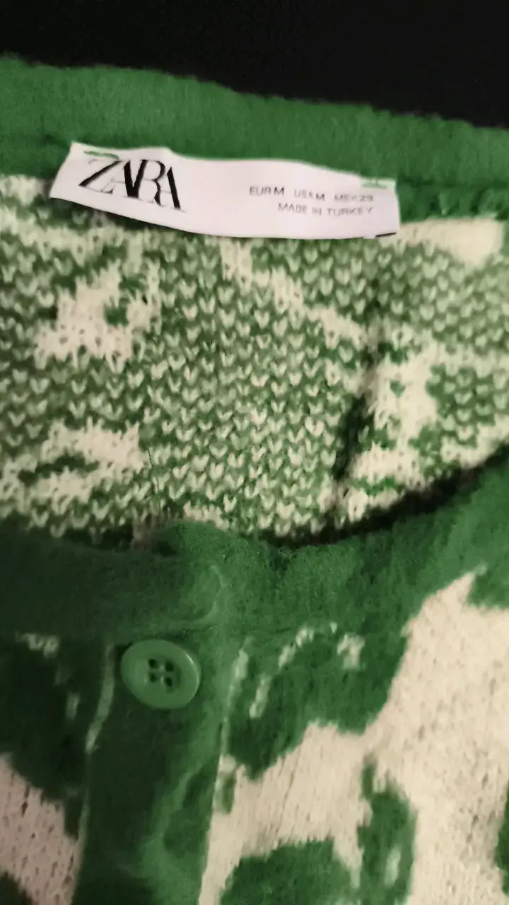Cardigan de punto verde y blanco Zara - 2