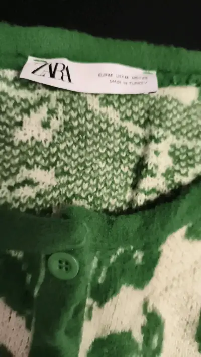 Cardigan de punto verde y blanco Zara - miniatura 2