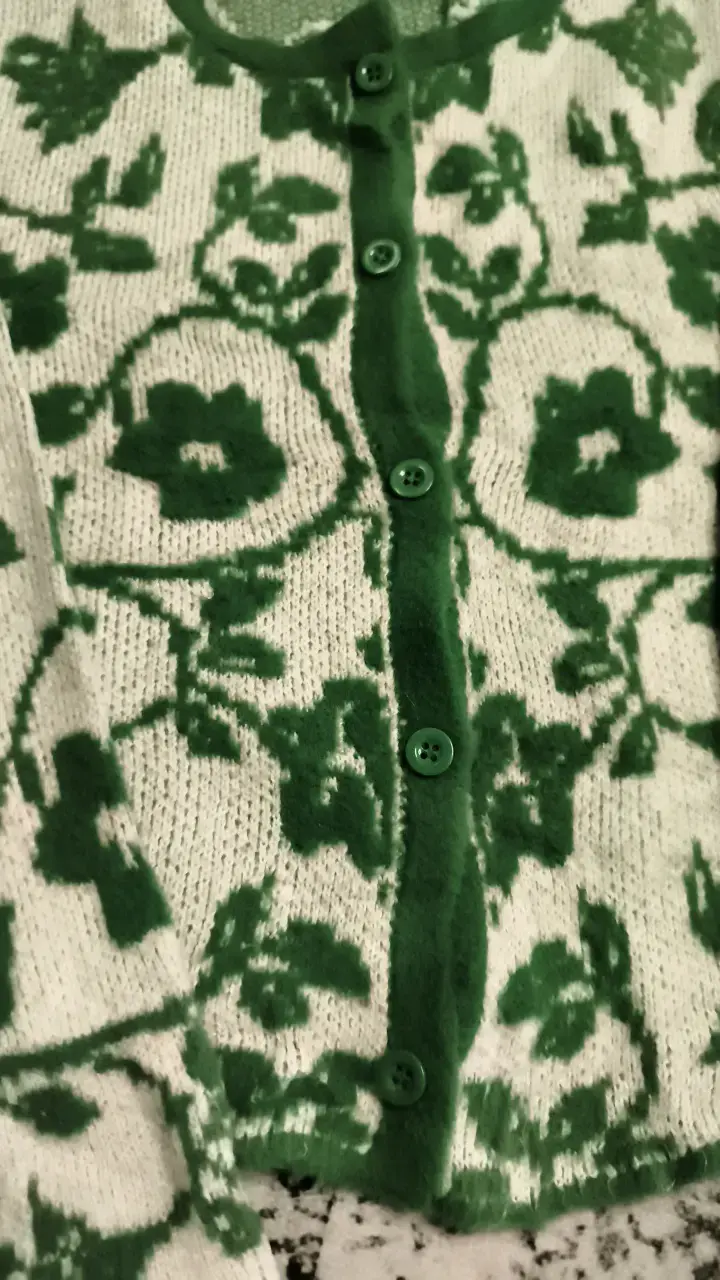 Cardigan de punto verde y blanco Zara - 3