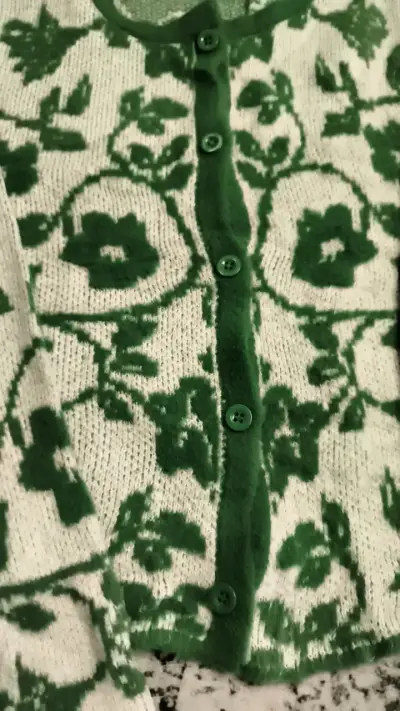 Cardigan de punto verde y blanco Zara - miniatura 3