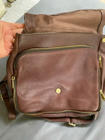 Mochila de cuero marrón Fossil con bolsillos - miniatura 3