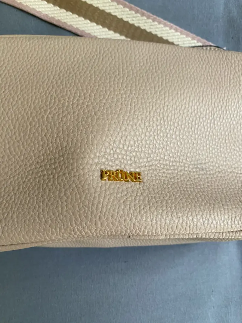 Cartera cruzada de cuero beige Prüne - 2