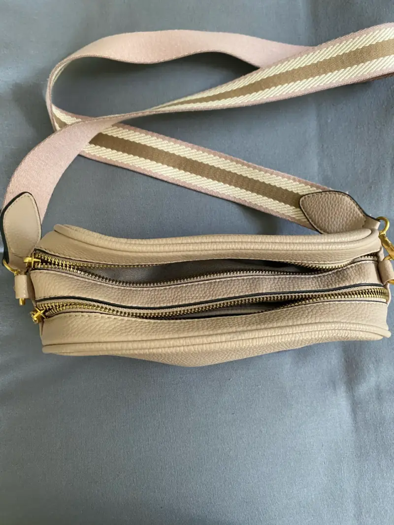 Cartera cruzada de cuero beige Prüne - 3