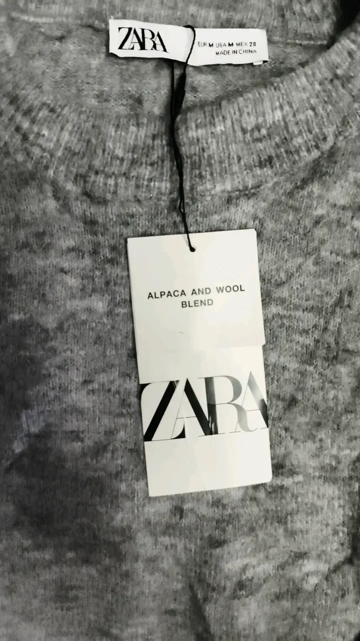 Suéter gris de lana y alpaca Zara - 2