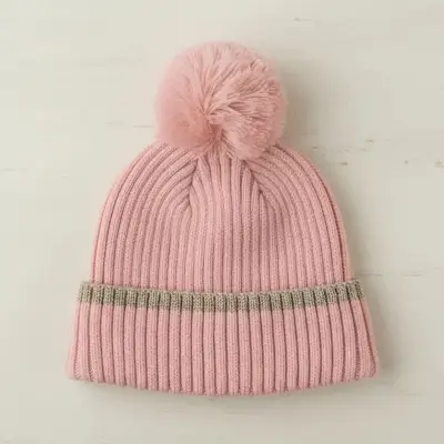 Gorro de lana rosado con pompón para niña Colloky - miniatura 3