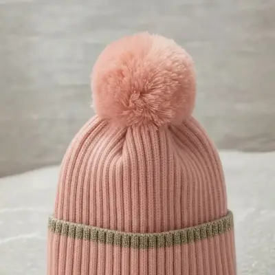 Gorro de lana rosado con pompón para niña Colloky - miniatura 4