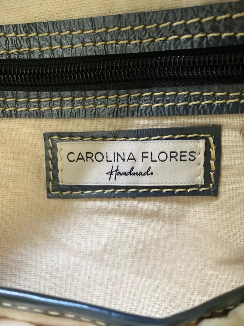Mochila de cuero azul Carolina Flores hecha a mano - 2
