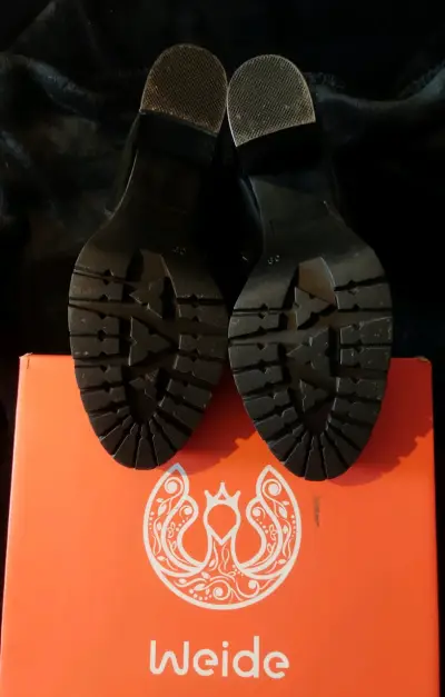 Botines de cuero negro Caña y tacón alto Weide - miniatura 3