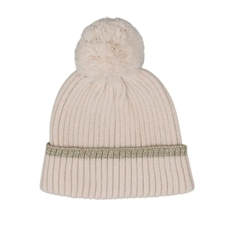 Gorro de lana beige con pompón para niña Colloky - 3
