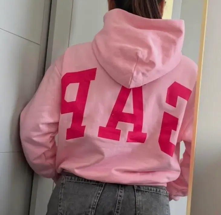 Polerón con capucha rosa viral GAP para mujer - 1