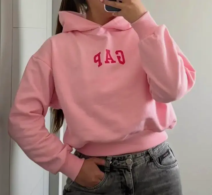 Polerón con capucha rosa viral GAP para mujer - 2