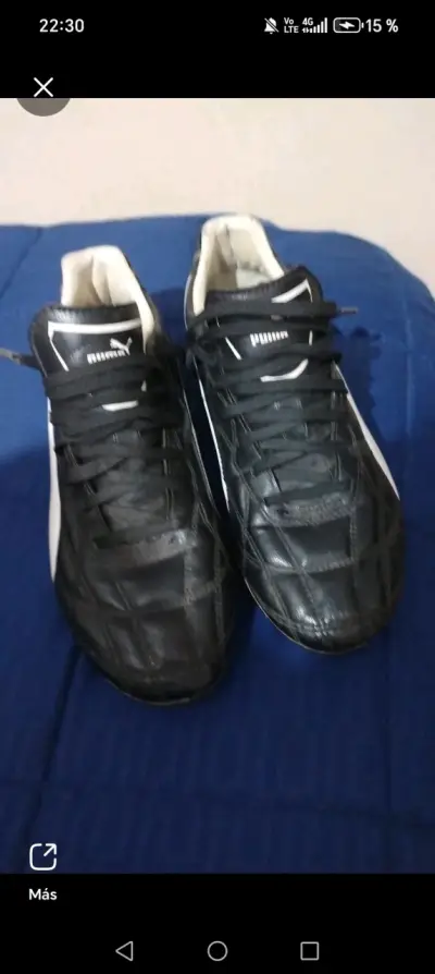 Botines de fútbol Puma negros y blancos - miniatura 3