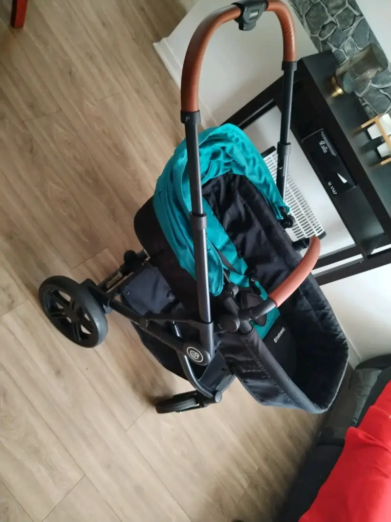 Coche de bebé con capota turquesa y manillar ajustable - 4