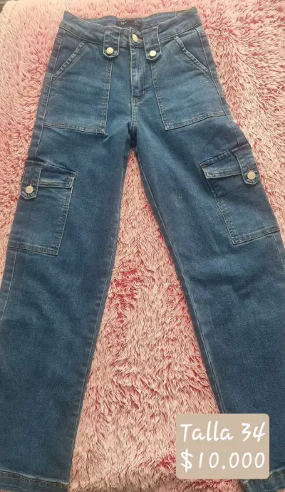 Jeans rectos tiro alto talla 34 - miniatura 1