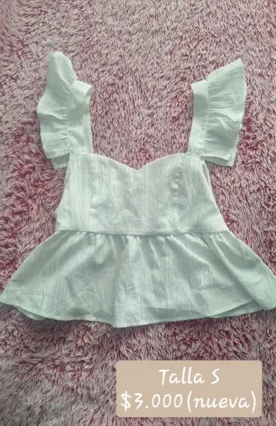 Blusa blanca con volantes talla S - miniatura 1