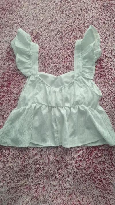 Blusa blanca con volantes talla S - miniatura 2