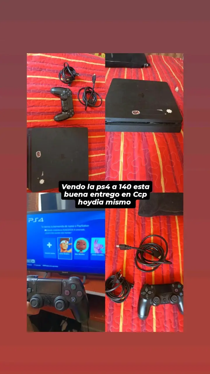 Consola PS4 con control y cables en buen estado