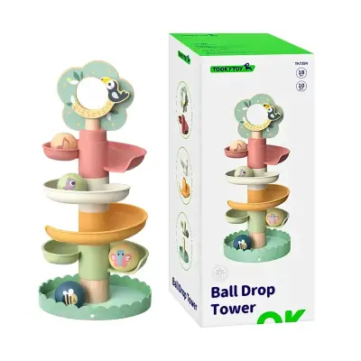 Juguete Torre Tobogan Con Pelotas De Madera - miniatura 2