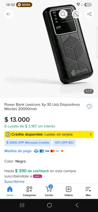 Power bank Leelcone 20.000mAh con pantalla LED - miniatura 6
