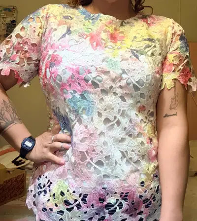 Blusa de encaje multicolor Casamia talla L - miniatura 1