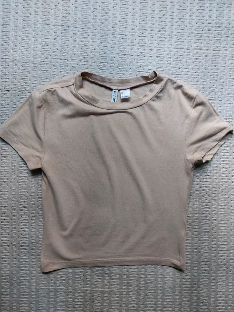 Polera beige de algodón para mujer - 1