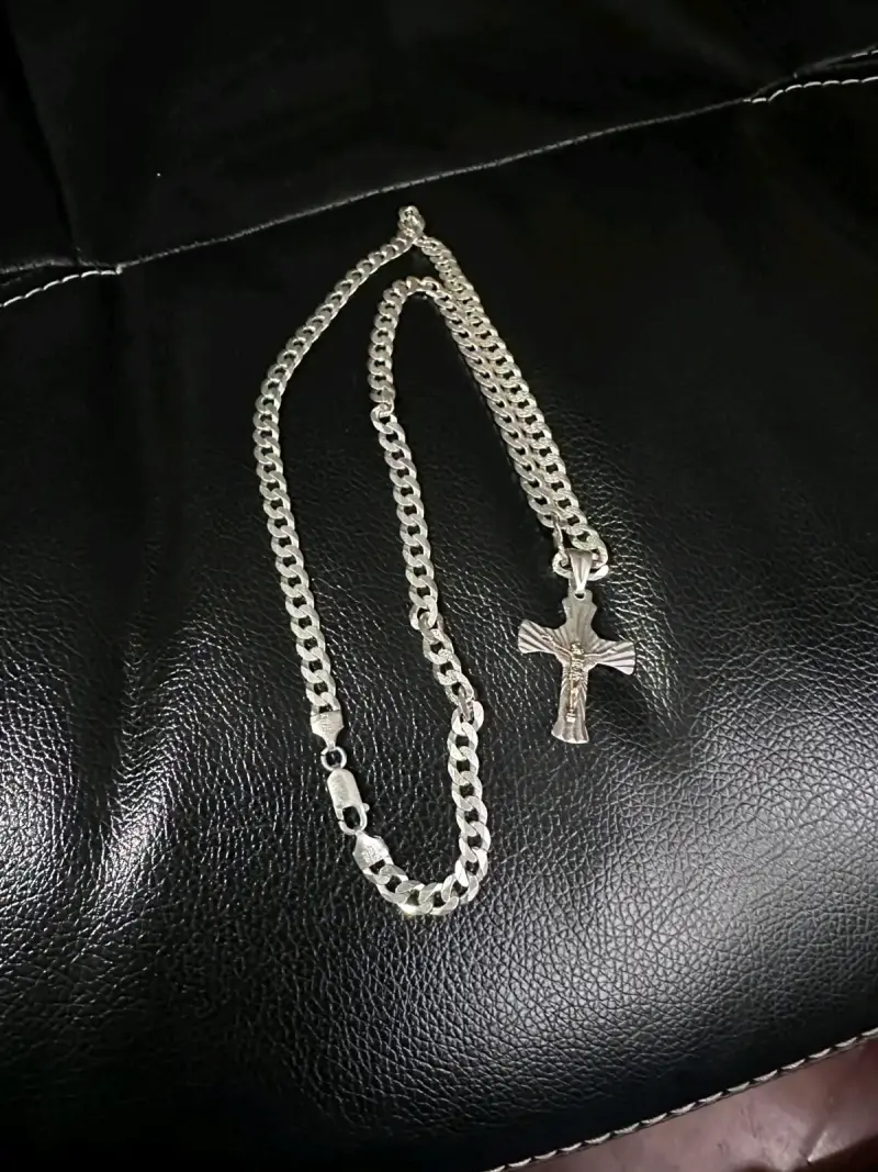 Cadena de plata 925 con dije de cruz - 2