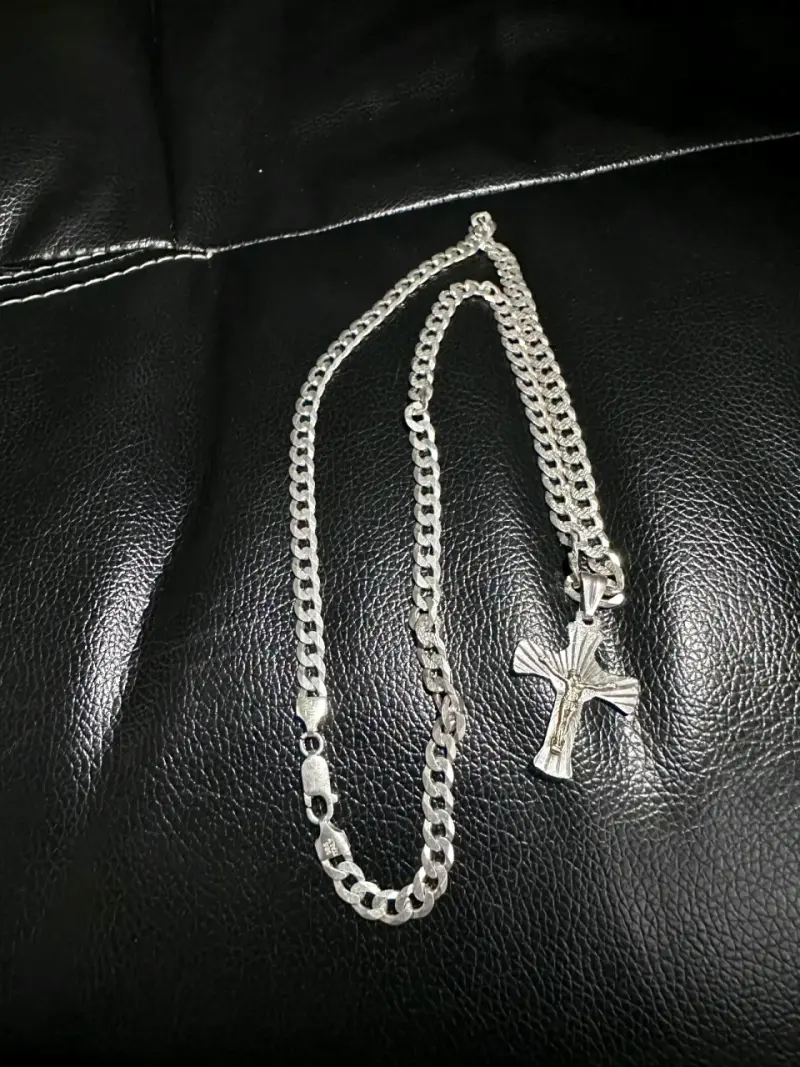 Cadena de plata 925 con dije de cruz - 3