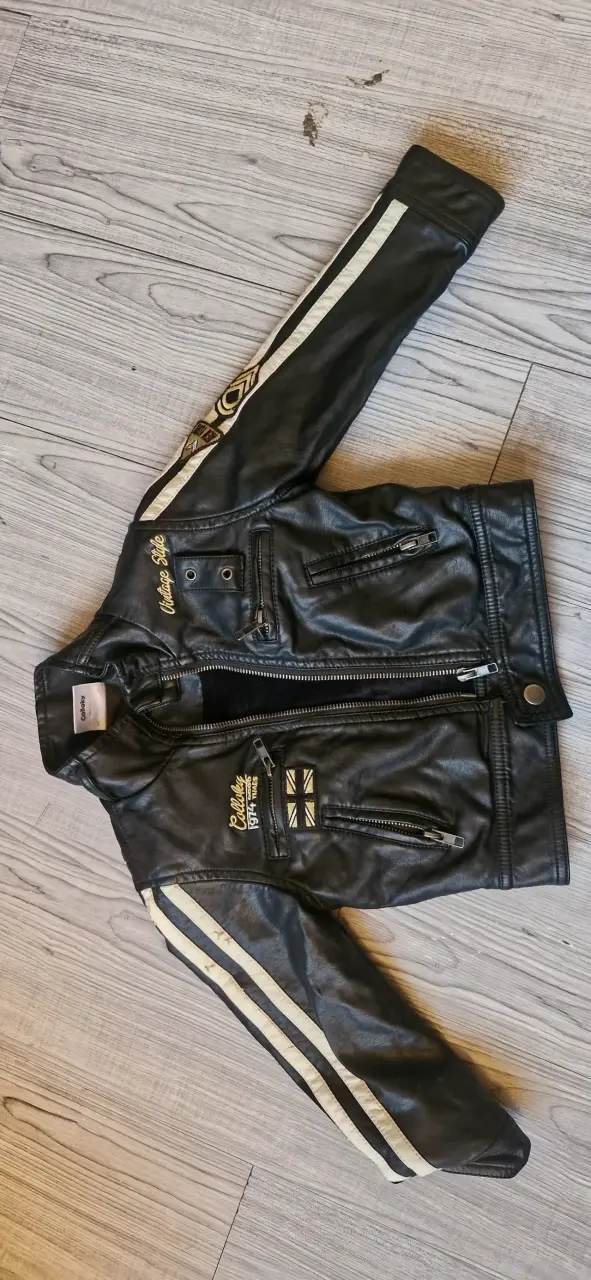 Chaqueta de cuero negra para niño con detallesvint - 2