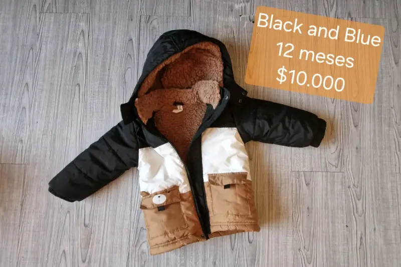 Chaqueta para bebé negra y azul 12 meses