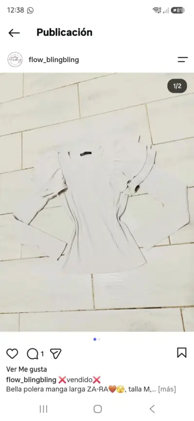Polera manga larga con volantes Zara beige - miniatura 3
