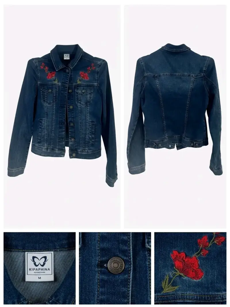 Chaqueta de mezclilla con bordado floral Kipaphina
