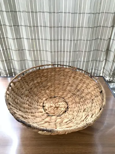 Canasto  de fibra natural  tejido a mano - miniatura 1