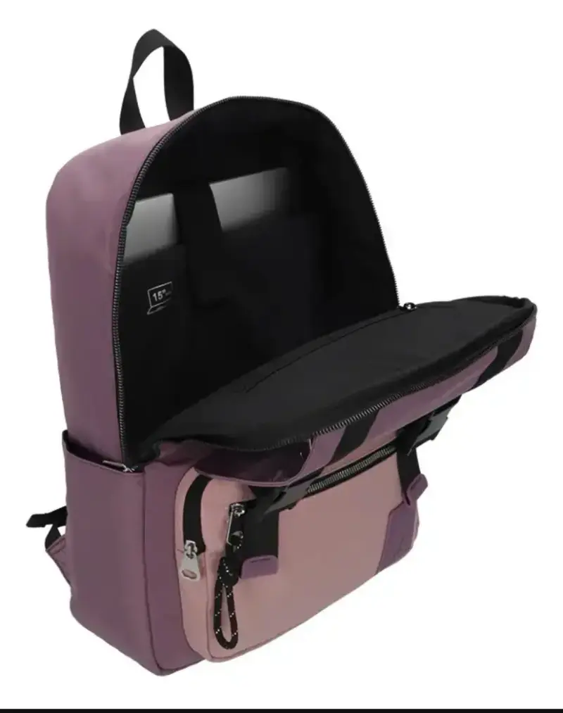 Mochila morada para laptop con bolsillos - 2