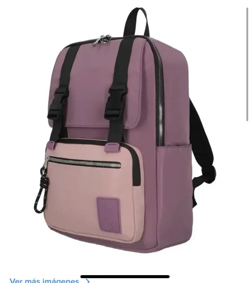 Mochila morada para laptop con bolsillos - 3