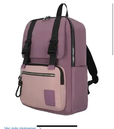 Mochila morada para laptop con bolsillos - miniatura 3