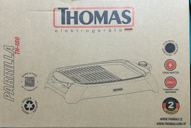 Parrilla Eléctrica Thomas TH-180 Negra - 1