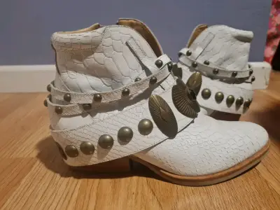 Botines blancos de cuero Talla 37 - miniatura 3